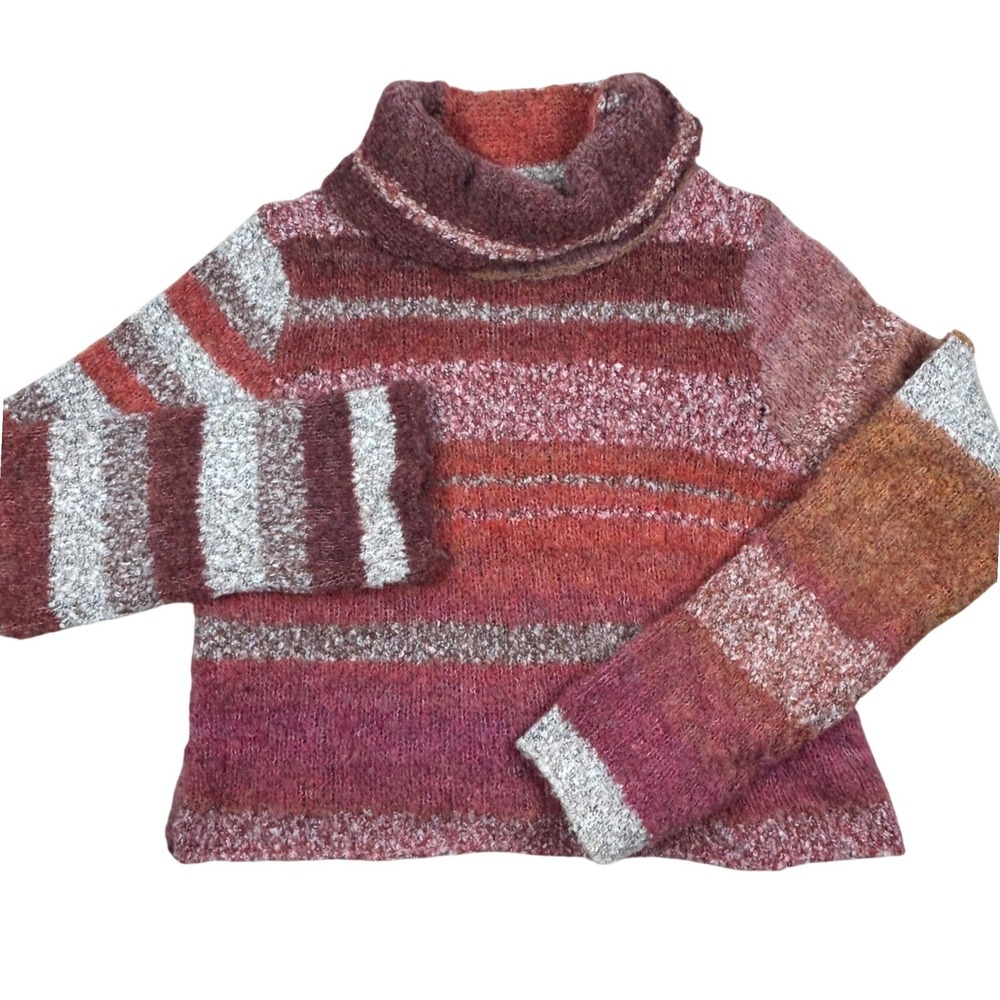 Free People My Girl Turtleneck Sweater Womens Large Cropped Striped OB1562290